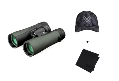VORTEX Crossfire HD 8×42 Binocular with Logo Black Camo Hat and Microfiber Cleaning Cloth