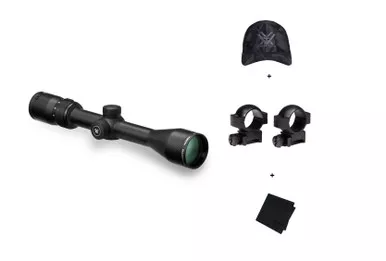 VORTEX Diamondback 4-12x40mm Riflescope w/ Medium 1in Scope Rings, Black Camo Hat and Microfiber