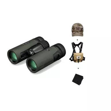 VORTEX Diamondback HD 10x32 Binocularw/ GlassPak Harness Case, Multicam Camo Cap and Microfiber Cleaning Cloth