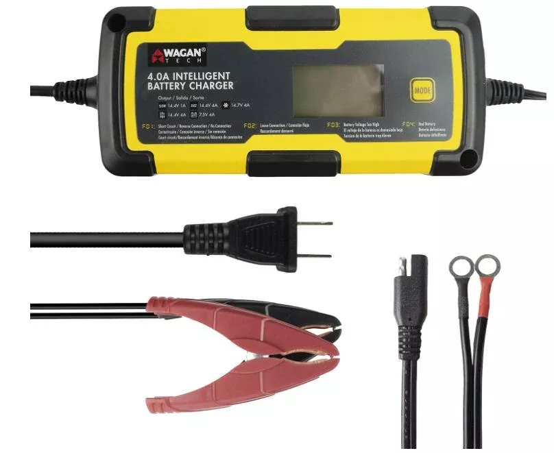 Wagan 6V and 12V 4.0A Intelligent Battery Charger, Battery Maintainer, Fully-Automatic Smart Charger• 7403