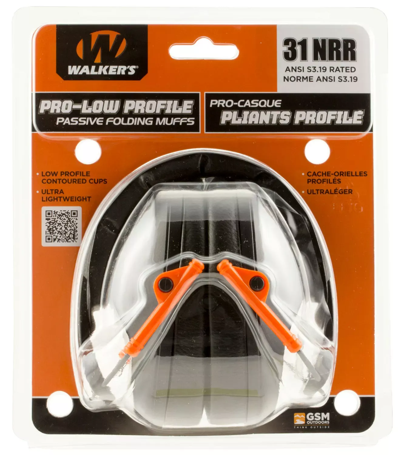 Walker’s Pro Low Profile Muff 22 dB Folding Over the Head Ear Cups, Adult