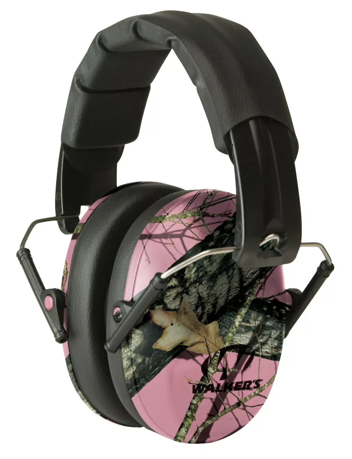 Walker’s Pro Low Profile Muff Polymer 22 dB Folding Over the Head Mossy Oak Pink Camo Ear Cups, Adult
