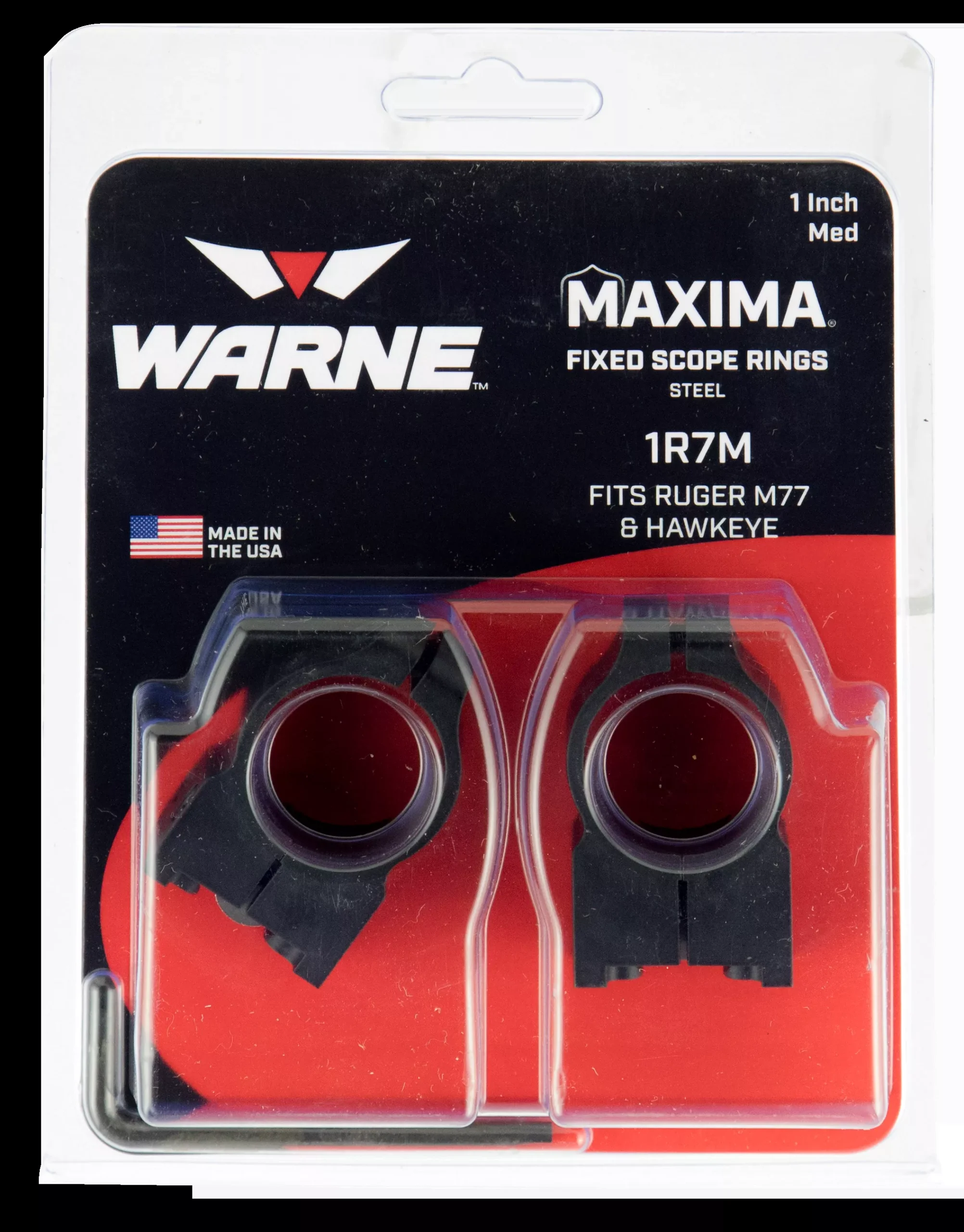 Warne Maxima Grooved Receiver Ring Set Fixed For Rifle Tikka Dovetail Medium 1″ Tube Matte Black Steel