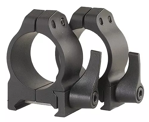 Warne Maxima Vertical Ring Set Quick Detach For Rifle Maxima/Weaver/Picatinny Low 1″ Tube Matte Black Steel
