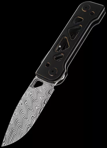 WE Knife Tyro Golden Titanium Damasteel Folding Knife