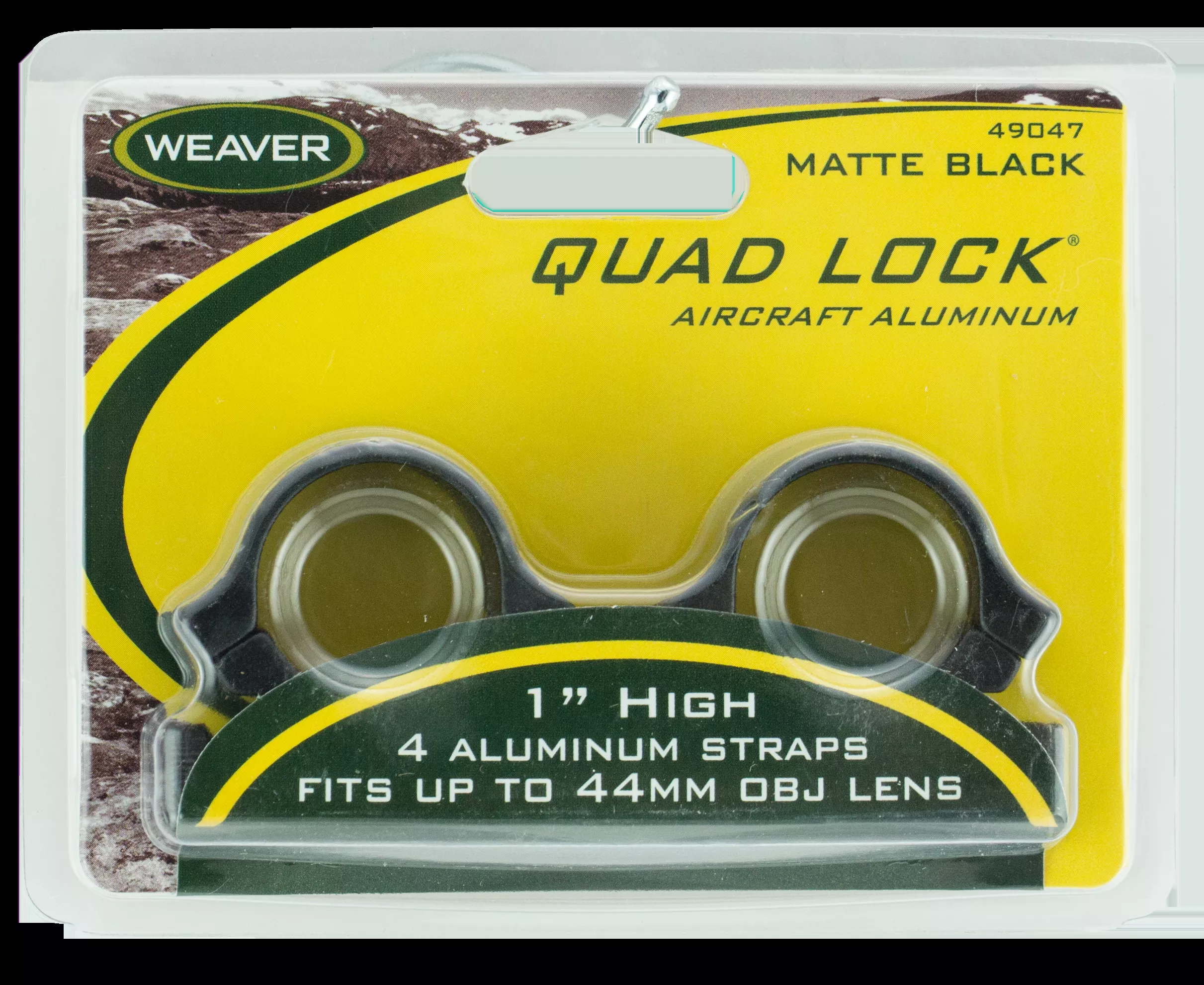 Weaver Mounts 49047 Quad Lock Scope Ring Set Quick Detach For Rifle High 1″ Tube Matte Black Aluminum