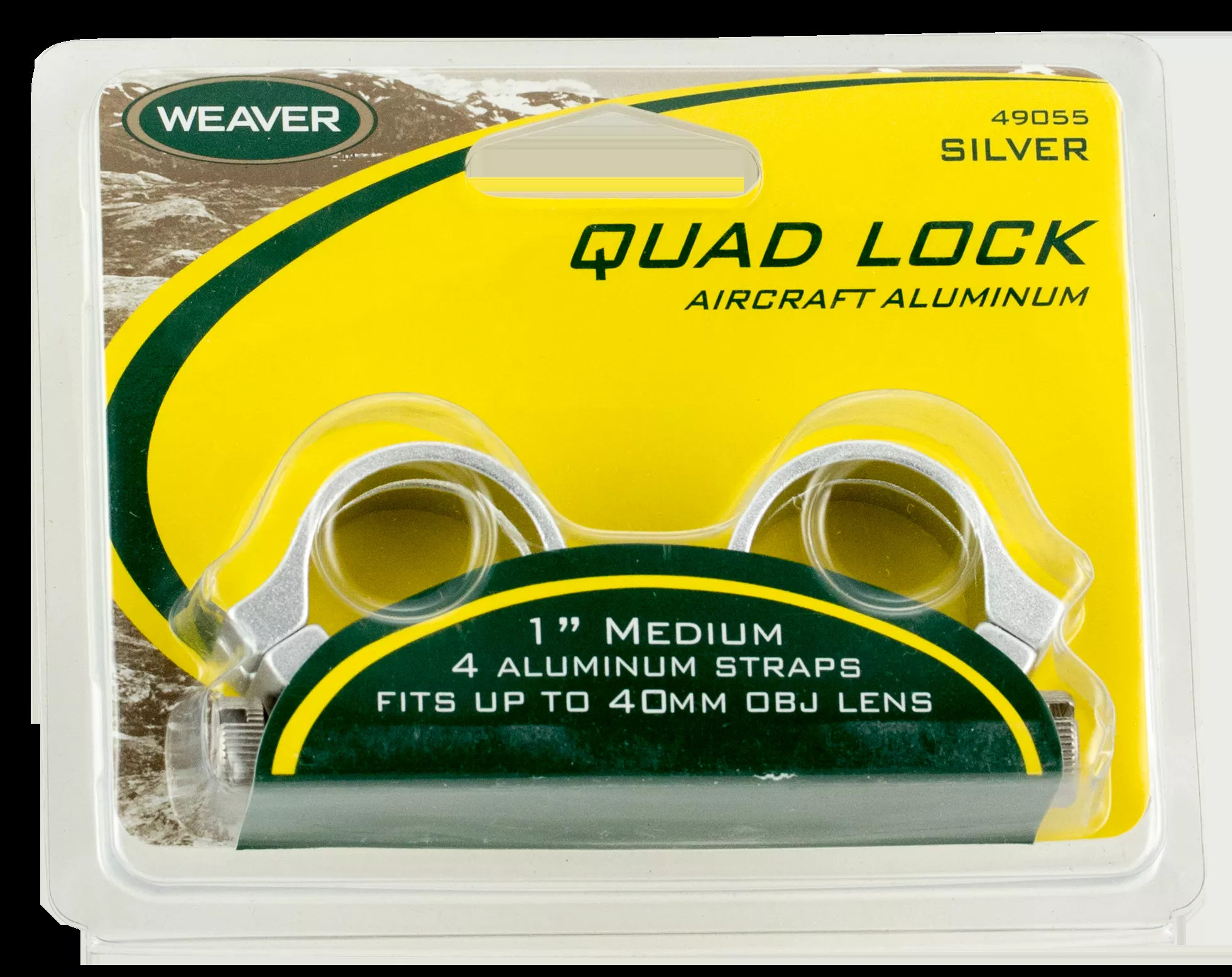 Weaver Mounts 49056 Quad Lock Scope Ring Set Quick Detach For Rifle High 1″ Tube Silver Aluminum