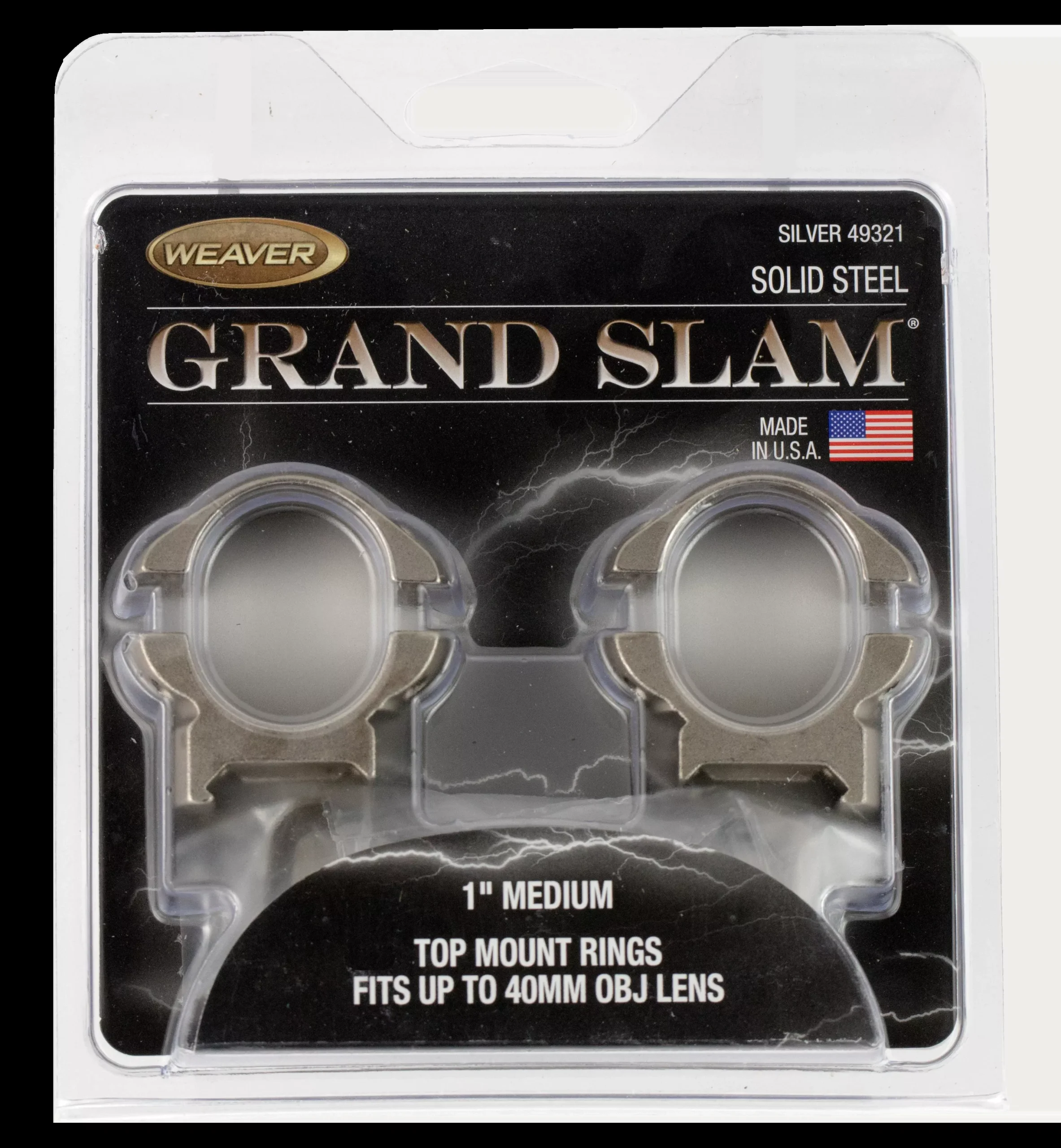 Weaver Mounts 49322 Grand Slam Scope Ring Set Weaver High 1″ Silver Steel