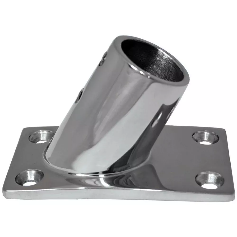 Whitecap 1″ O.D. 60 Degree Rectangle Base SS Rail Fitting [6142C]
