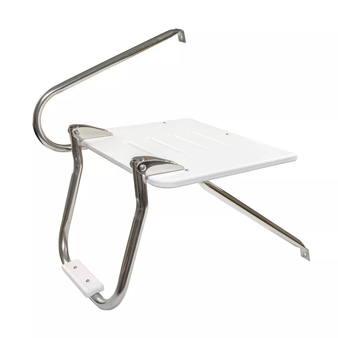 Whitecap 15″ L x 18″ W White Plastic Outboard Swim Platform with 1-Step Ladder & Handrails• 67902