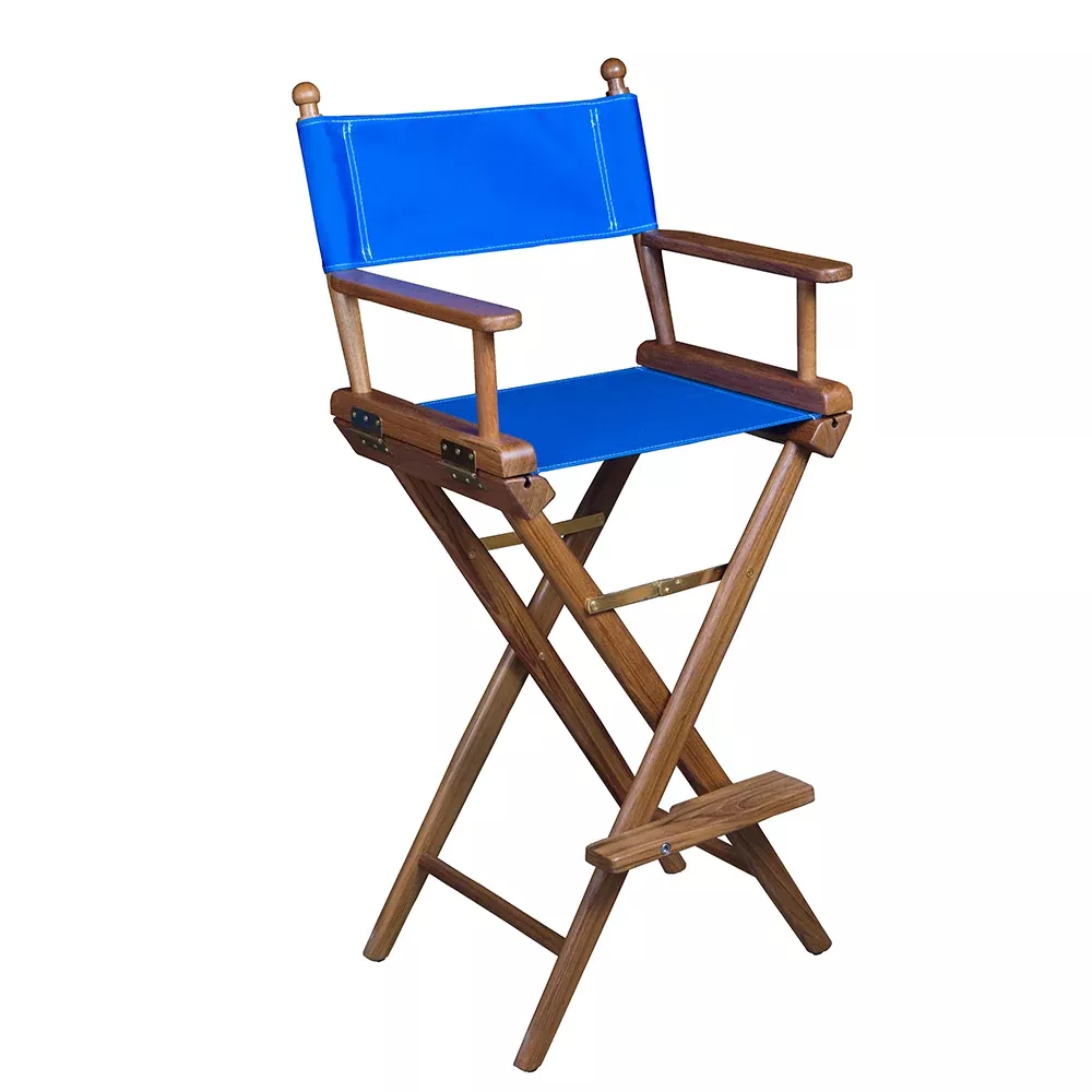 Whitecap Captains Chair w/Blue Seat Covers – Teak [60045]
