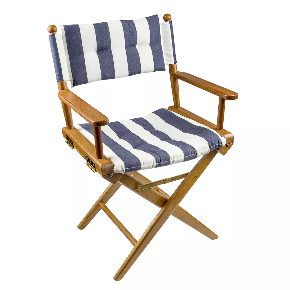 Whitecap Directors Chair w/NavyWhite Cushion – Teak [61040]
