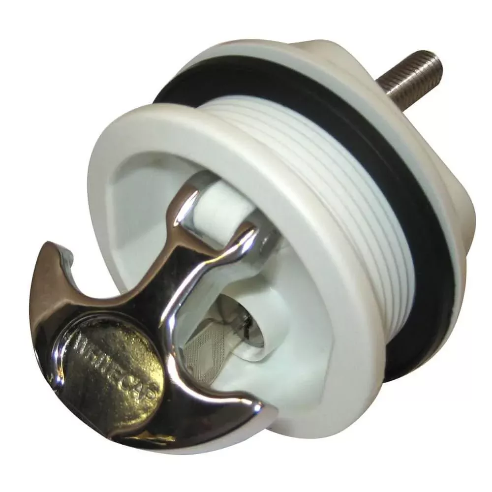 Whitecap T-Handle Latch – Chrome Plated Zamac/White Nylon – Locking – Freshwater Use Only [S-0226WC]