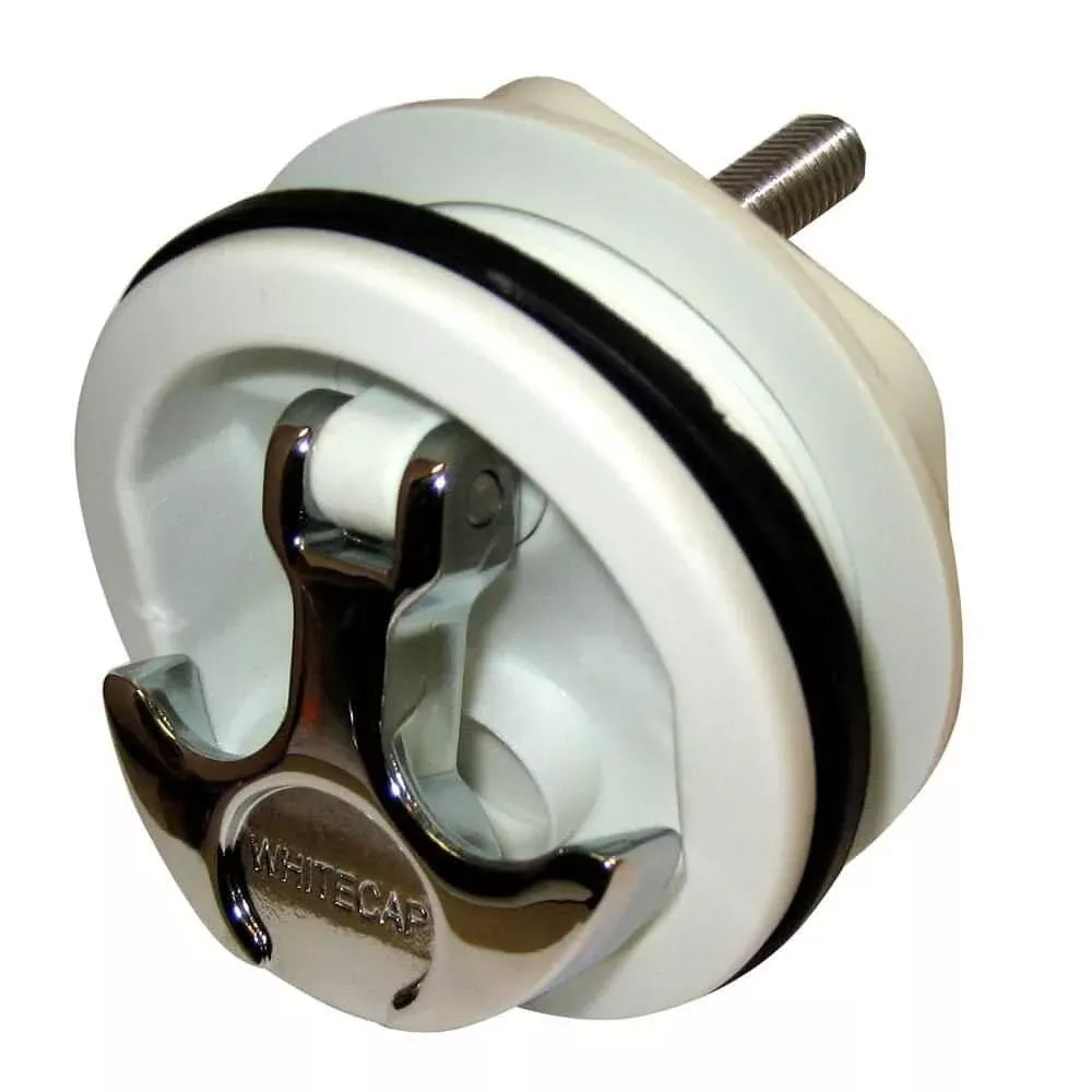 Whitecap T-Handle Latch – Chrome Plated Zamac/White Nylon – No Lock – Freshwater Use Only [S-0230WC]