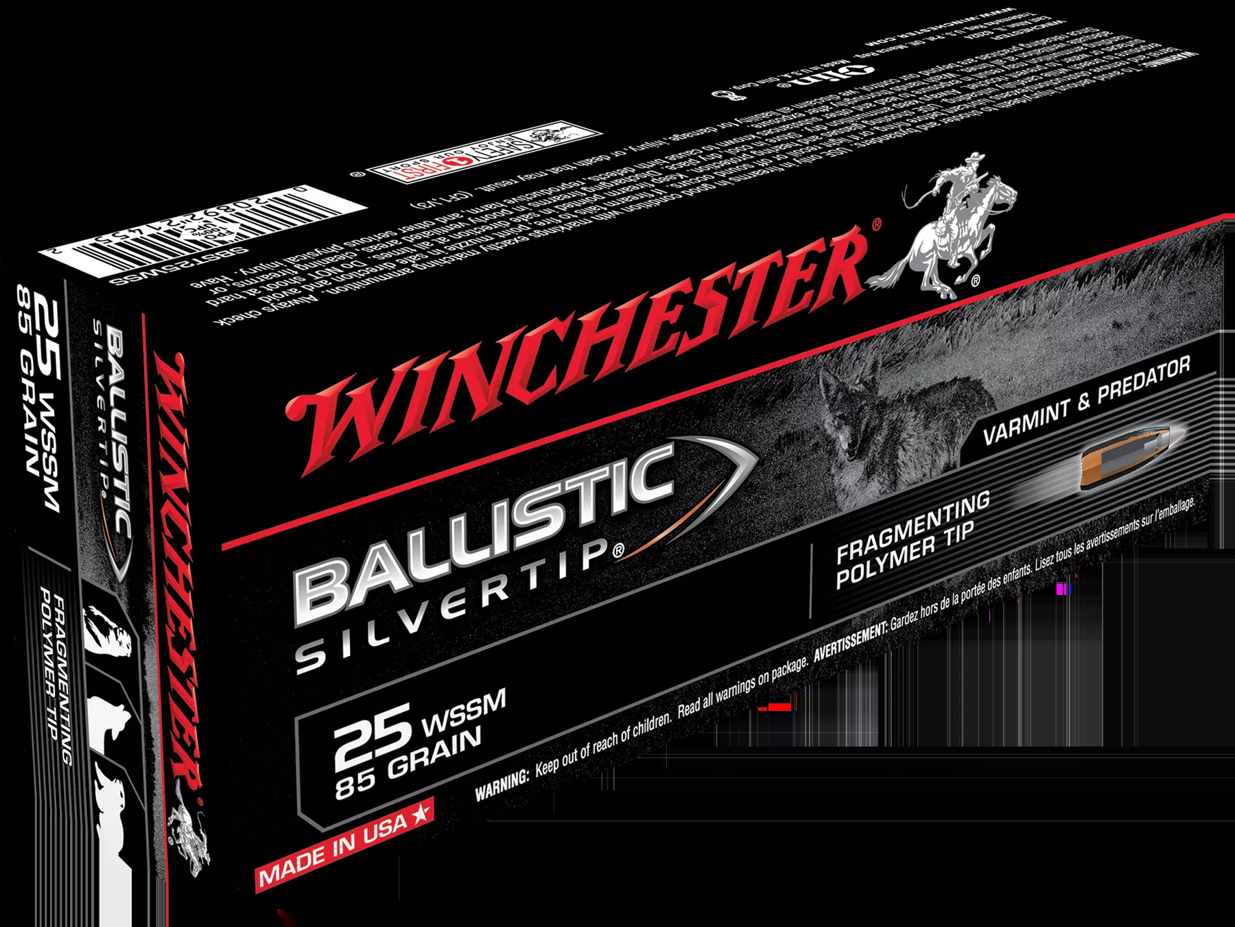 Winchester Ammo Ballistic Silvertip 25 WSSM 85 gr Fragmenting Polymer Tip 20 Bx