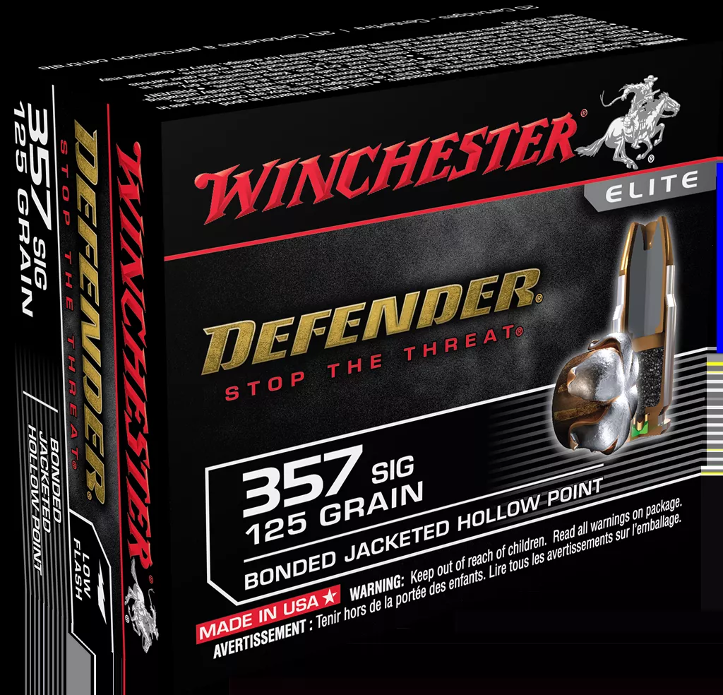 Winchester Ammo Defender357 Sig 125 gr Bonded Jacket Hollow Point 20 Bx/10 Cs