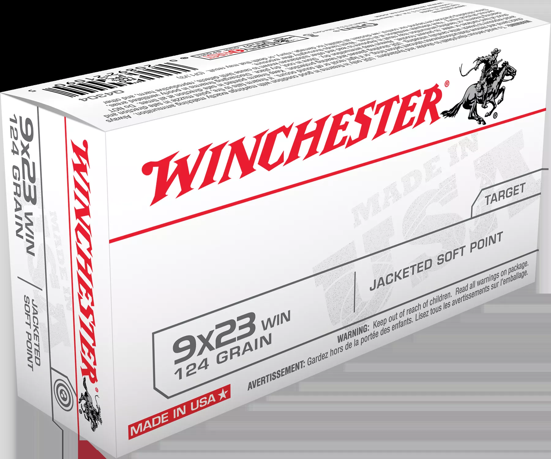 Winchester Ammo USA9x23 Win 124 gr Jacketed Soft Point (JSP) 50 Bx/10 Cs