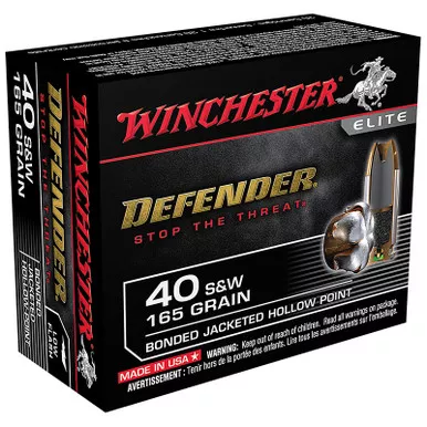 Winchester S40SWPDB Defender 40 S&W 165 GR Bonded JHP 20 Rounds