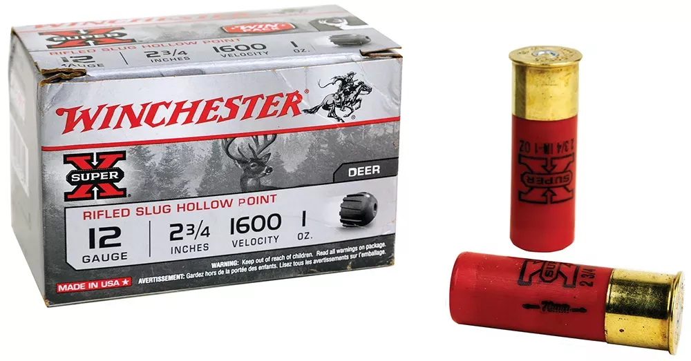 Winchester Super X Shotshell Slug Load 12ga 2-3/4″ 1oz Rifled Hollow Point Lead Slug 15 Shells Per Box