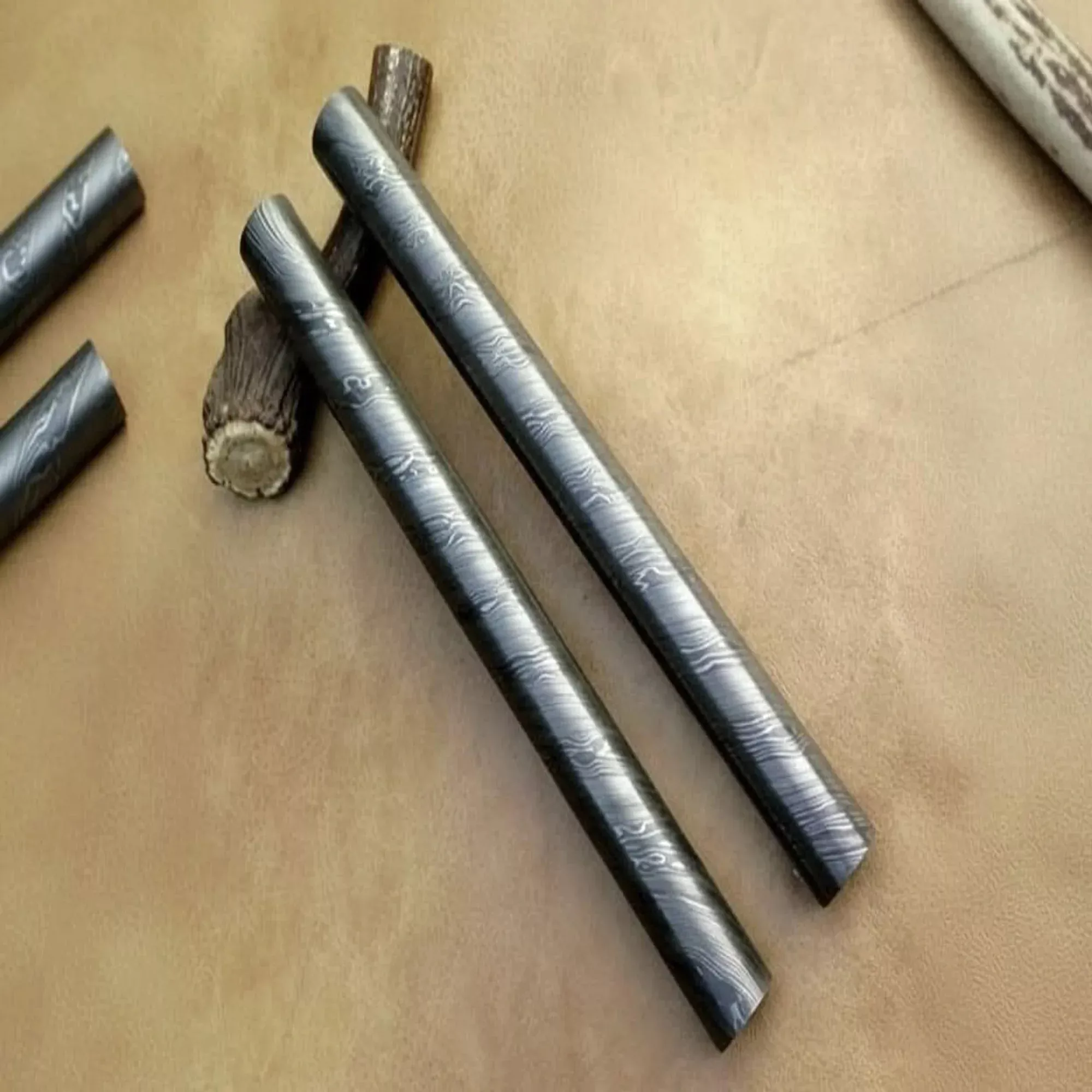 Wolfgleam Jewelry Damascus Rod 10″ Handmade Set of 2 Bars