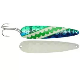 Wolverine Tackle Silver Streak Standard Spoon - 4" - Glow Blue Dolphin