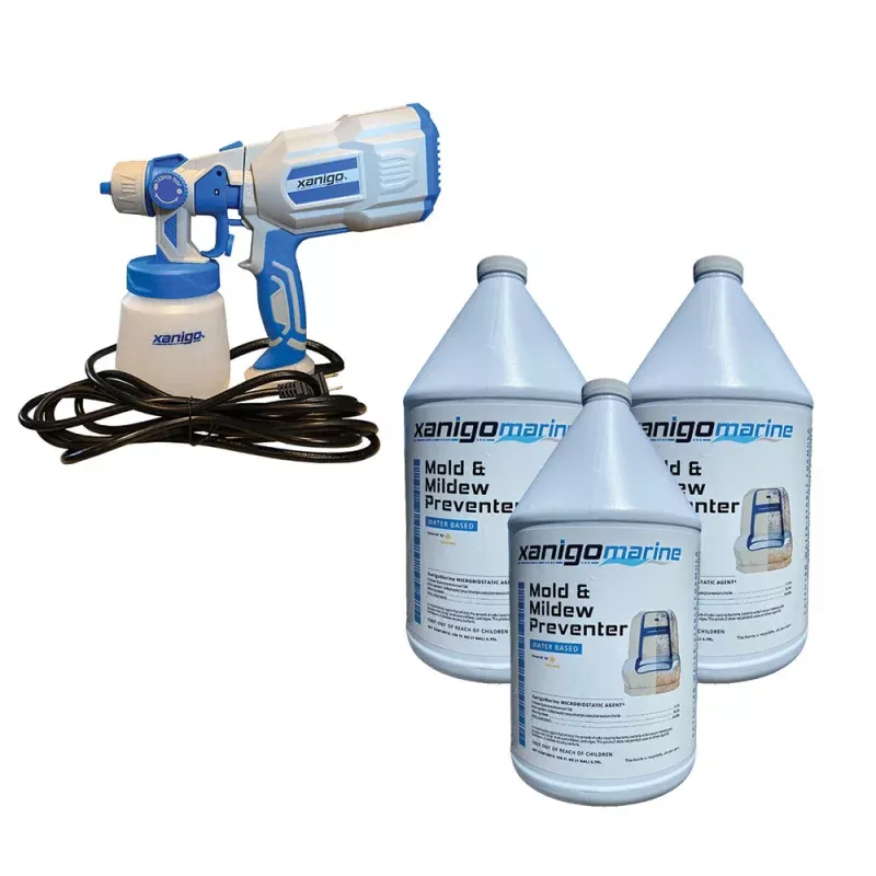Xanigo Marine MoldMildew Preventer – (3) 1-Gallon w/FREE Defender Atomizer – Corded