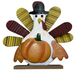 Young’s Inc Metal Turkey w/Pumpkin Decor