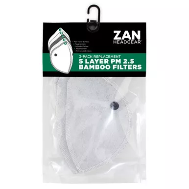 ZANheadgear WXF102 Neo-X Bamboo Removable PM2.5 Bamboo Filter (3 Pack), White